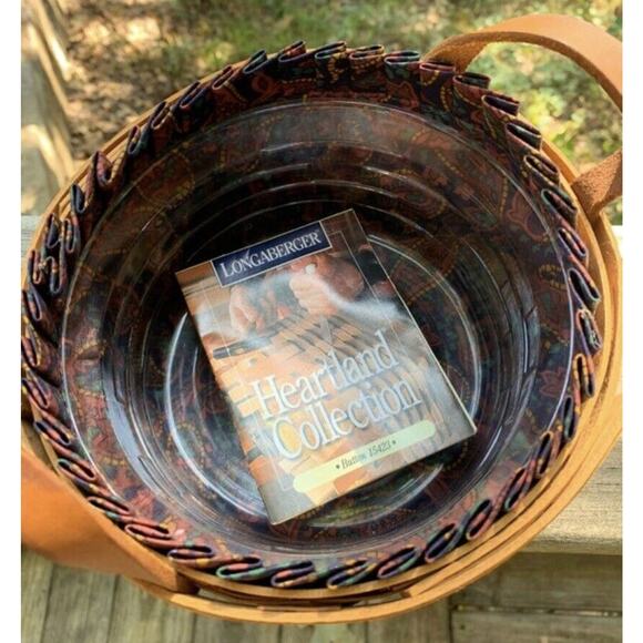 Longaberger Button Basket 1996 Small Round Liner Protector Heartland Collection - Picture 9 of 11